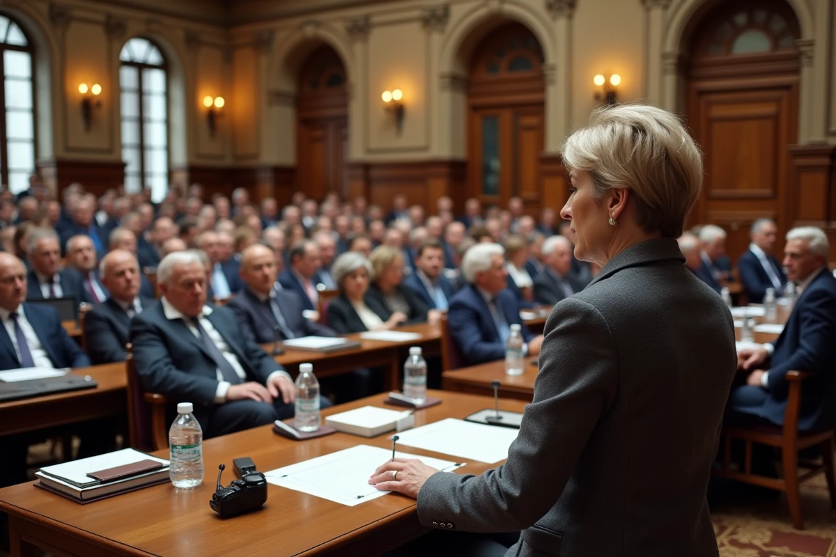 Réunion publique au conseil municipal de Rennes avec des citoyens et une élue locale