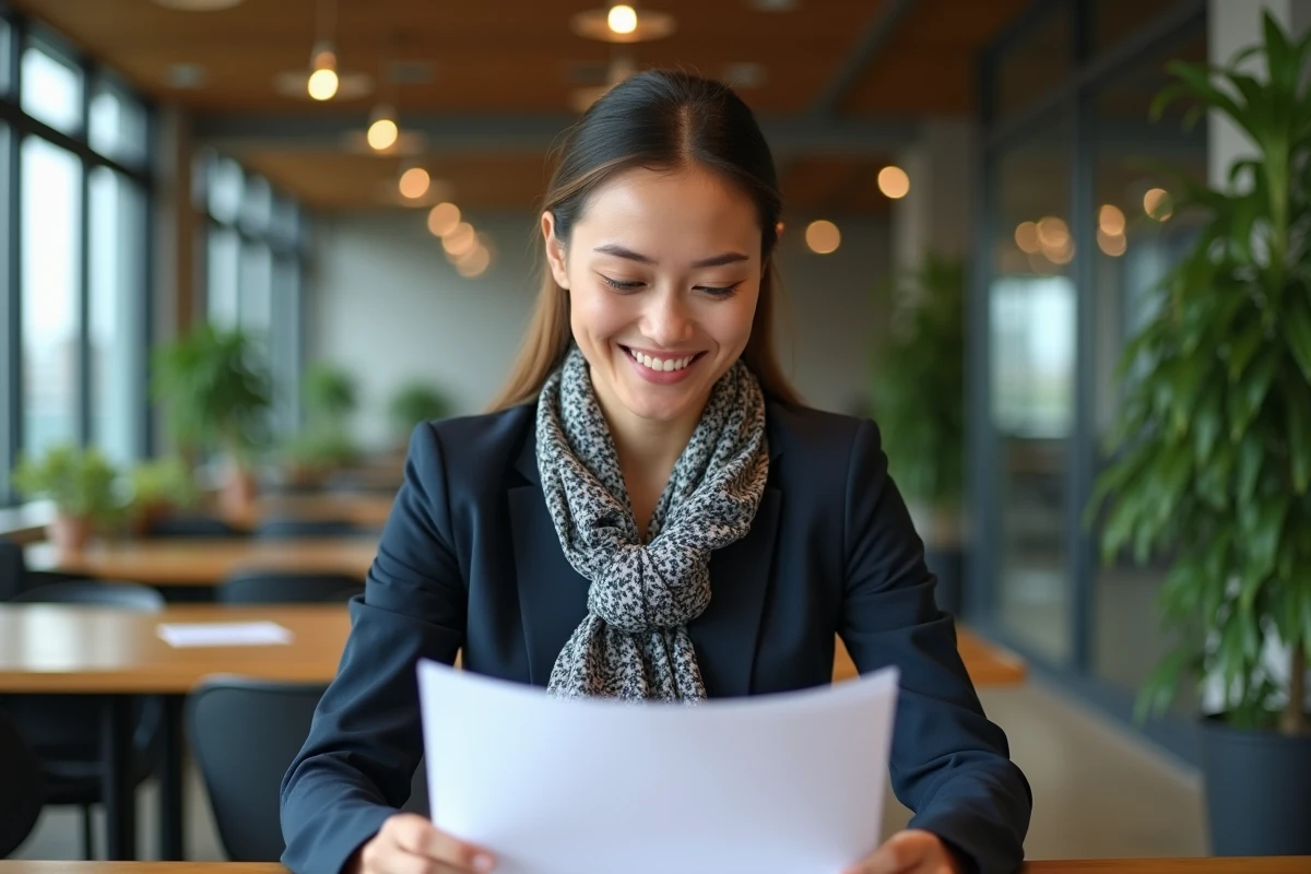 Femme d affaires concentrée dans un espace de coworking moderne